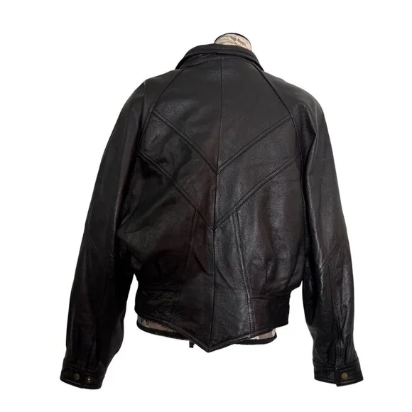 Leather Limited Black Leather Moto Jacket Quilted Lined Thermolite Womens XL - Picture 8 of 8